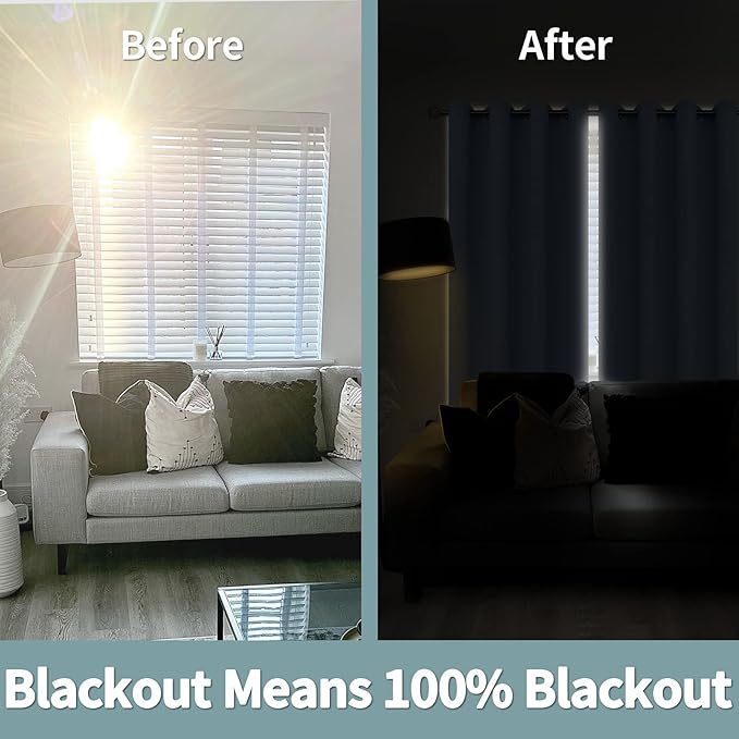 BGment Aqua Blackout Curtains 95 Inches Long 2 Panels Set - Image 3