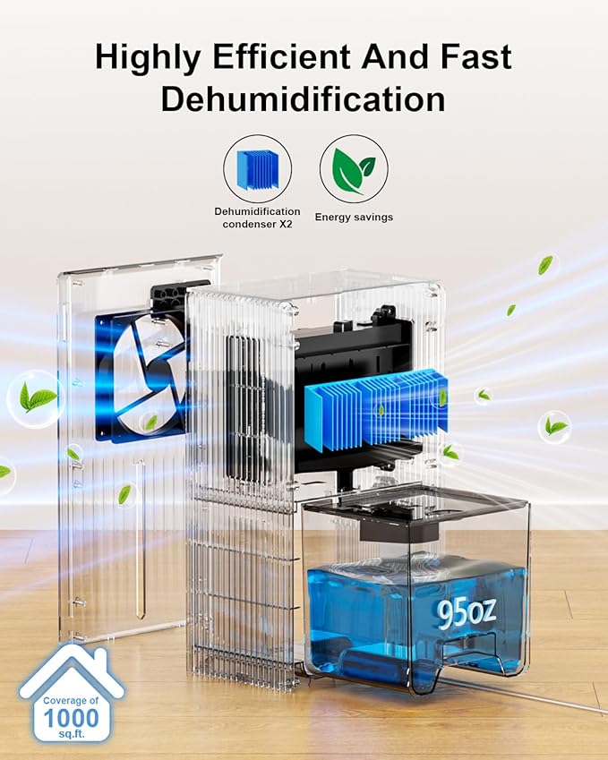 Dehumidifier for Home, 95 OZ Water Tank, Dehumidifiers for Bathroom Bedroom - Image 2
