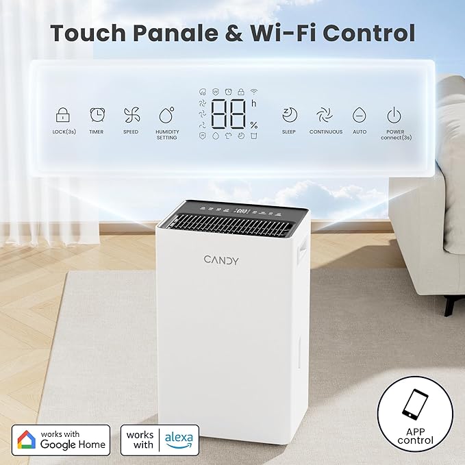 Candy 4500 Sq.Ft Dehumidifier for Basement, 80 Pints Dehumidifiers for Home - Image 4