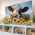 Farmhouse Animals Cow Indoor TV Cover, Elastic TV Screen Protector Sunflowers by Unknown