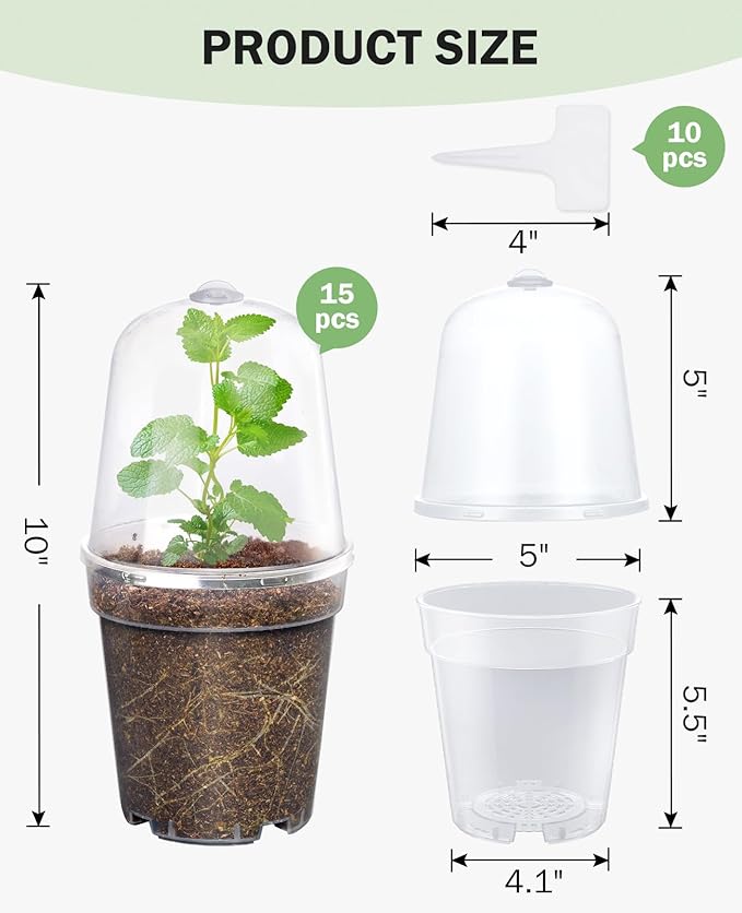 homenote Clear Nursery Pots for Plants, 5 Inch Plant Pot for Planting - Image 5