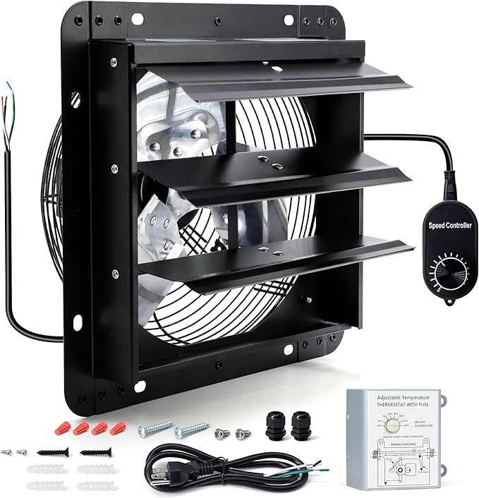 12 Inch Wall Mounted Shutter Exhaust Fan by Hipoilk