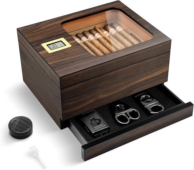 Cigar Humidor, Modern Glass Top Cedar Humidor Cigar Box by OTAKOKIT