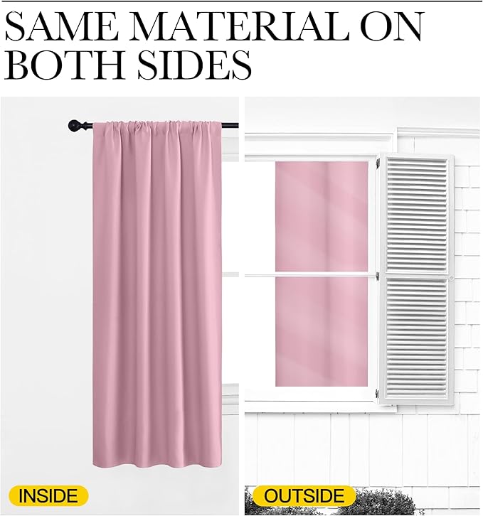 NICETOWN Blackout Curtains for Bedroom, Rouge Pink, 1 Pair, 42 by 45-inch - Image 5