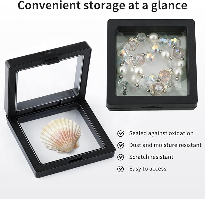 20 Pcs Black Seashell Holder, 3D Floating Display Box 2.7 x 2.7 Inches - Image 5
