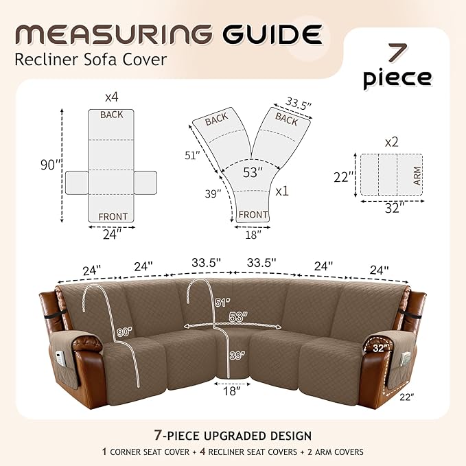 Arfntevss Waterproof Recliner Sectional Couch Covers - Image 5