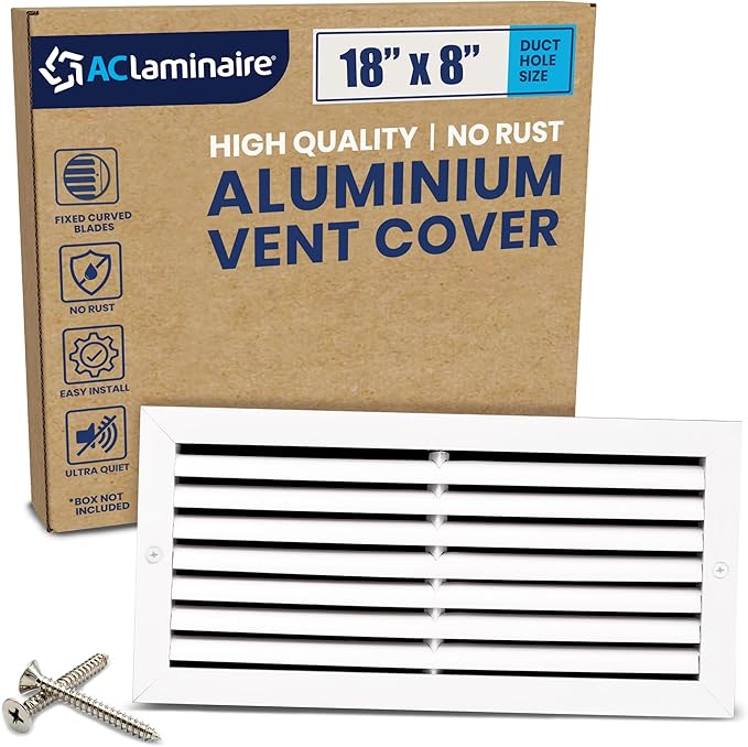 18x8 Inch Air Return Vent Cover Decorative – Premium Aluminum AC Vent Cover by LAMINAIRE