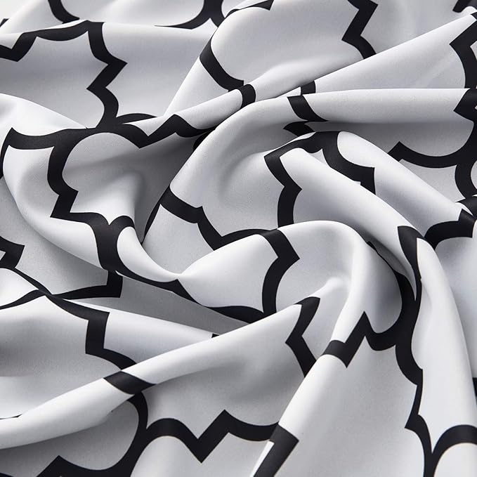 HLC.ME Lattice Print White Black Blackout Curtains 84 Long - Image 7