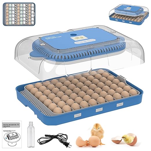 HOWOOlUA 70 Egg Incubator for Hatching Eggs withAuto Turn, Temp & Humidity by howooiua