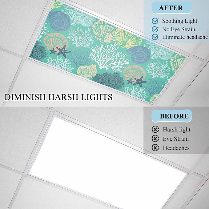 3 Pack Fluorescent Light Cover for Classroom Ceiling Light, Nautical Coastal - Image 8