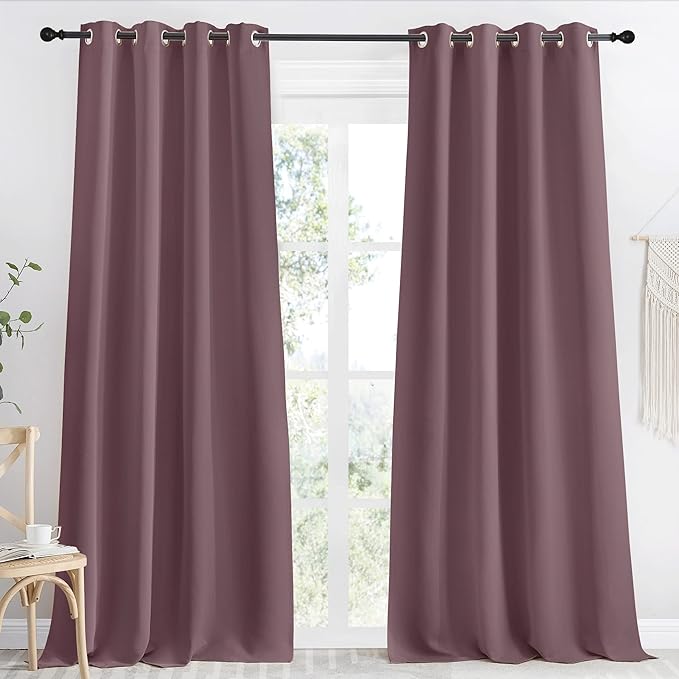 NICETOWN Dry Rose Blackout Curtain 118 inch Long, W55 x L118, 1 Panel, Thermal by NICETOWN