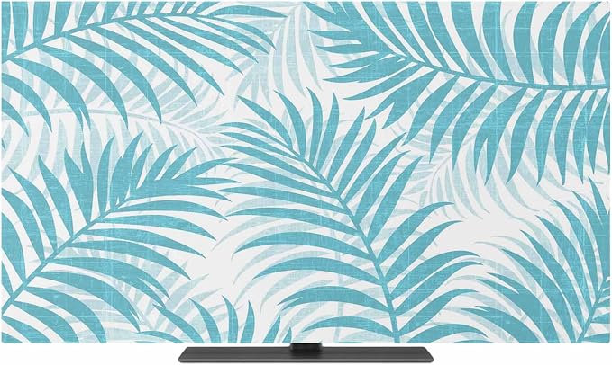 Summer Palm Leaf Blue Indoor TV Cover, Elastic TV Screen Protector Forest by Unknown