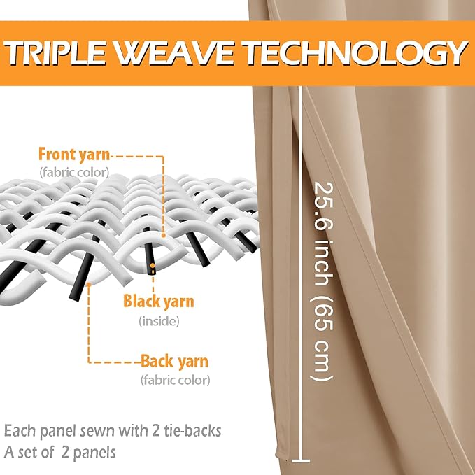 Hiasan Blackout Window Curtain Panels, Thermal Insulated, Light Blocking - Image 4