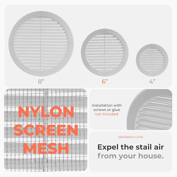 50-Pack 6" Round Air Vent Cover – White Plastic Soffit Air Vent Deflector - Image 3