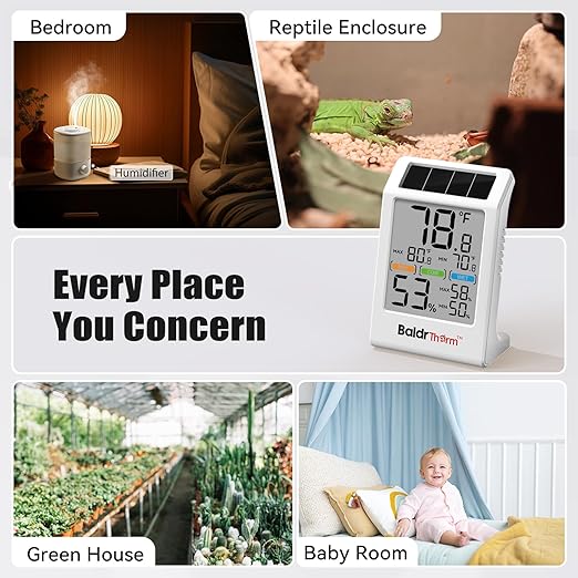 BaldrTherm Room Thermometer Indoor Humidity Meter Solar Powered - Image 9
