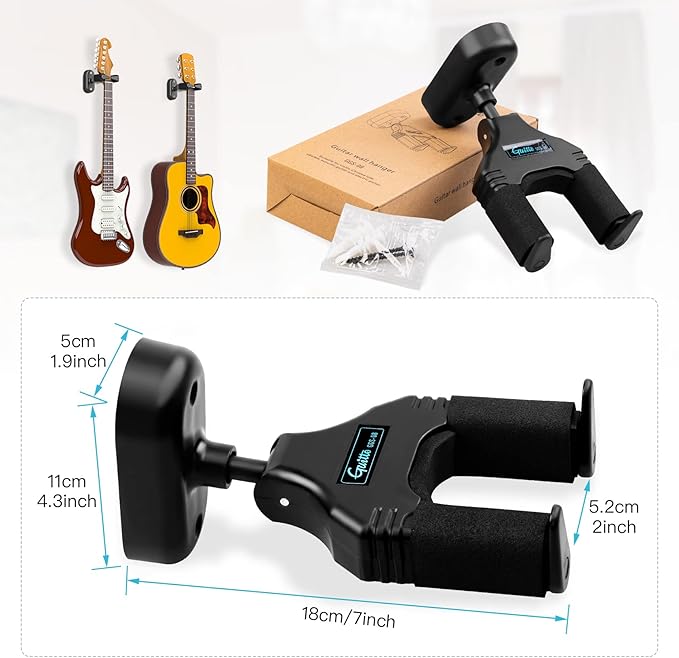 GUITTO Guitar Wall Mount Hanger, Guitar Stand Auto Gravity Lock Guitar Holder - Image 5