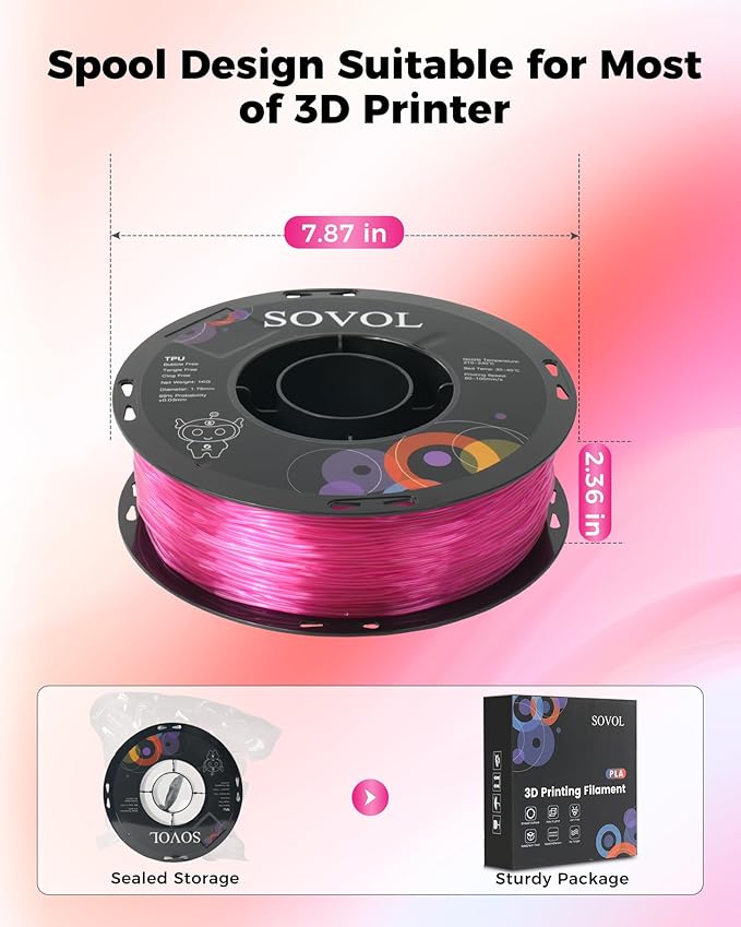 Sovol TPU Filament 1.75mm, 95A Soft TPU Flexible 3D Printer Filament - Image 7