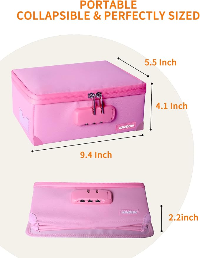 JUNDUN Index Card Holder with Lock, Collapsible Fireproof Index Card Box fits - Image 5