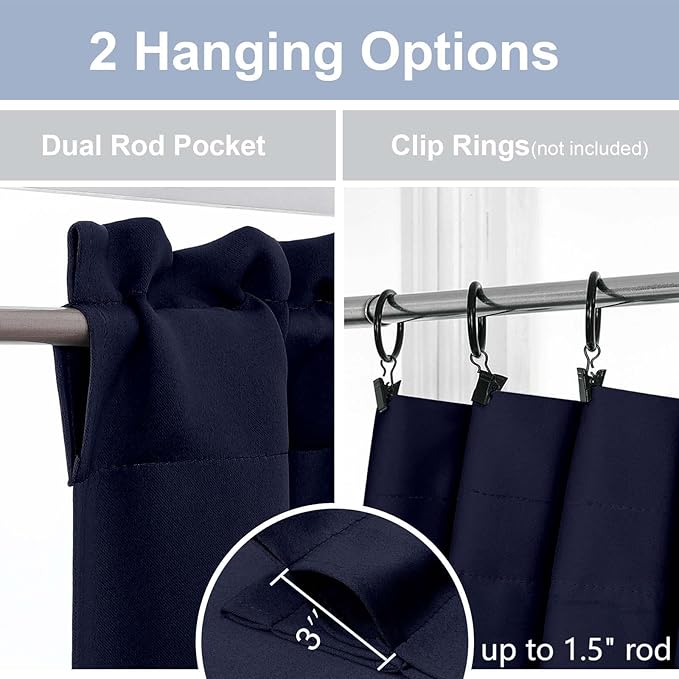 Chyhomenyc Navy Blue Short Blackout Curtains 36 Inch Length, Small Kitchen - Image 5