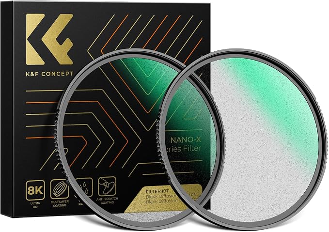 K&F CONCEPT 55mm Black Diffusion 1/4 & 1/8 Lens Filter Kit, Mist Cinematic by KFCONCEPT