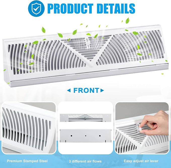 Yaocom 2 Pack Baseboard Register Vent 18 Inch Duct Opening Size Vent Covers - Image 3