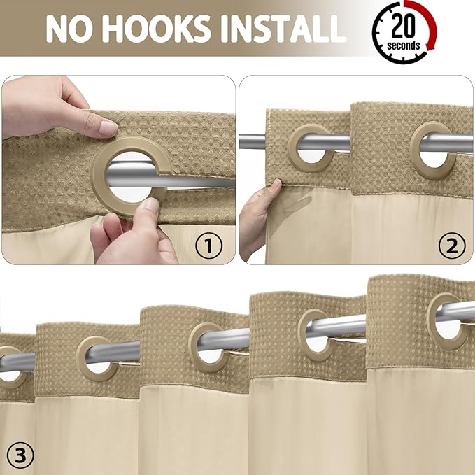 No Hook Shower Curtain and Liner Set - Image 2