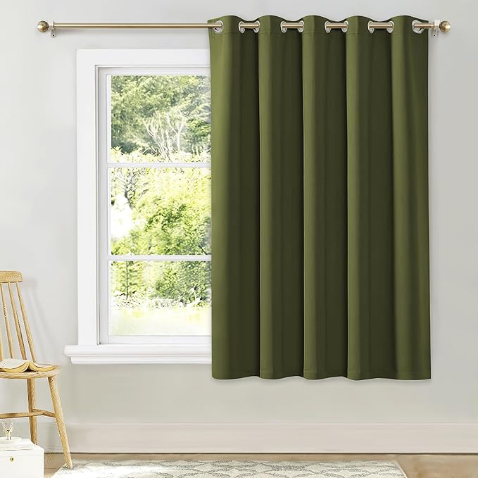 NICETOWN Bedroom Window Blackout Curtain Panel, Olive Green, 1 Panel, 70 x 63 by NICETOWN
