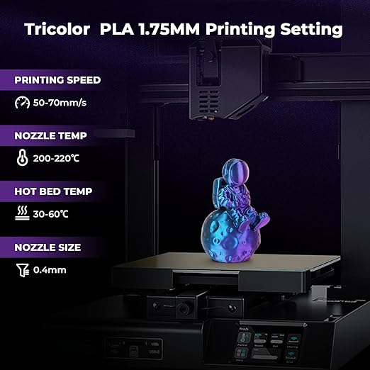 AMOLEN Silk PLA Filament 1.75mm, Triple Colors 3D Printer Filament Bundle - Image 6