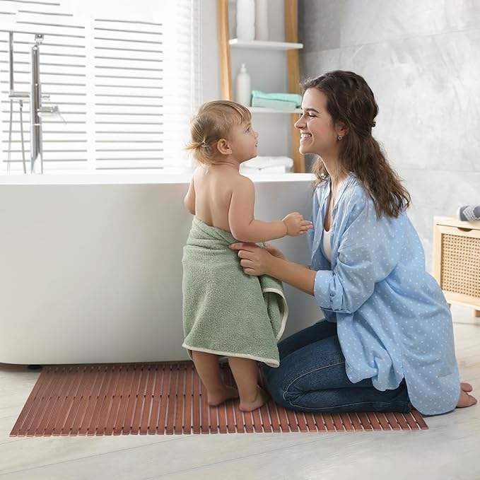 Bath Mat Bathroom Runner Long Large Rugs Floor Wood Shower Bathtub Waterproof - Image 5