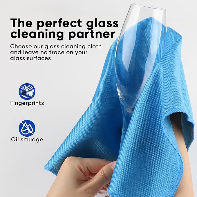HOMEXCEL Microfiber Glass Cleaning Cloths 6 PK, Lint Free Streak Free, Reusable - Image 3