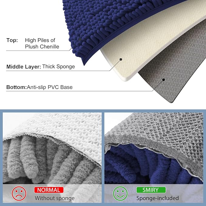 Smiry Luxury Chenille Bathroom Rugs 24x16, Extra Soft and Absorbent Shaggy Bath - Image 5