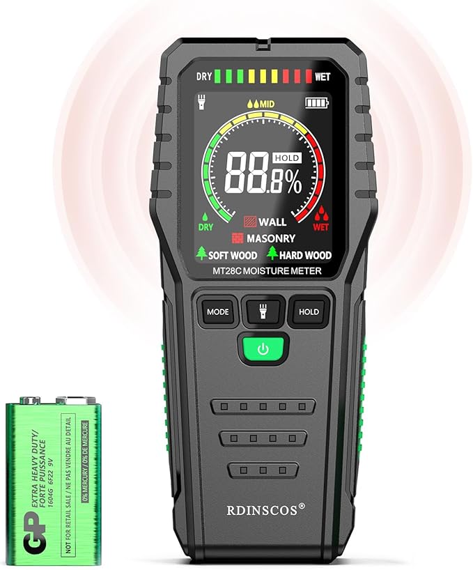 Pinless Moisture Meters Non-Invasive Digital Wood Moisture Tester Water Leak by RDINSCOS