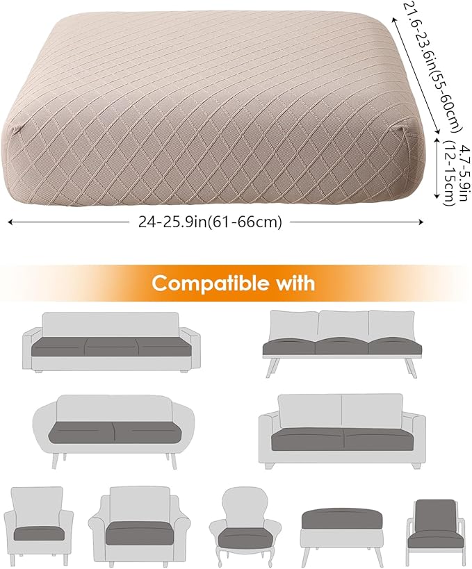 Fuloon Waterproof Seat Cushion Covers 3 PCS, Stretch Sofa Cushion Slipcovers - Image 3