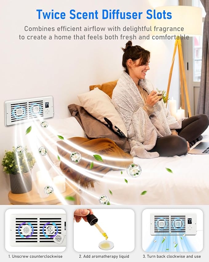 Smart Register Booster Fan for 4" x 10" Vents, Quiet 10-Speed AC Heating - Image 3