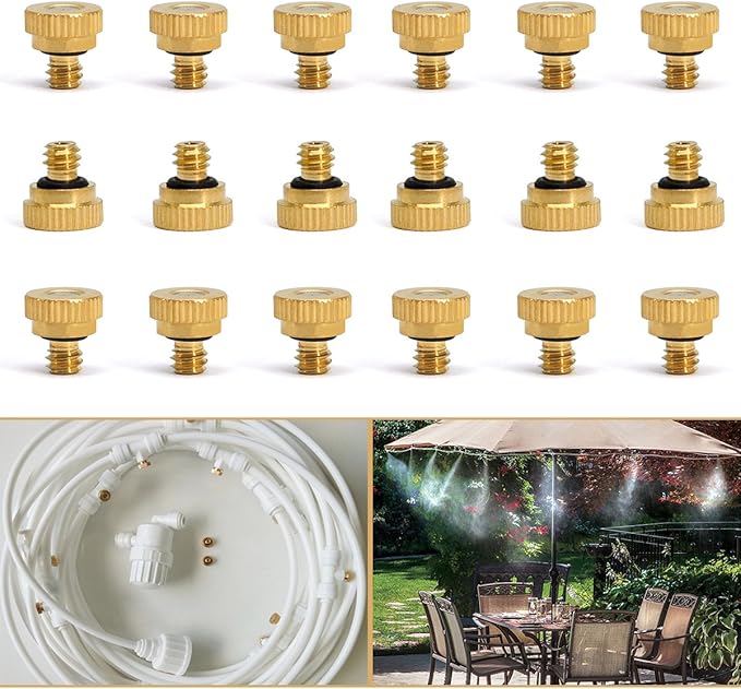Brass Misting Nozzles for Outdoor Cooling System 22 pcs, 0.012" Orifice 10/24 - Image 10