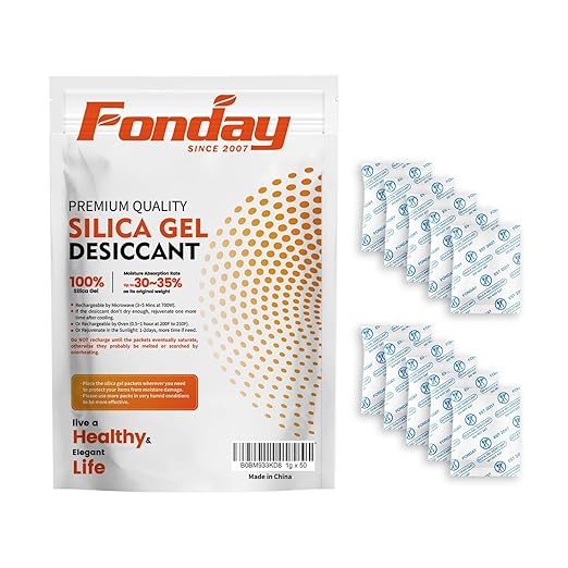 1 Gram 50 Packets Fonday Food Grade Silica Gel Desiccants Packs Moisture by Fonday