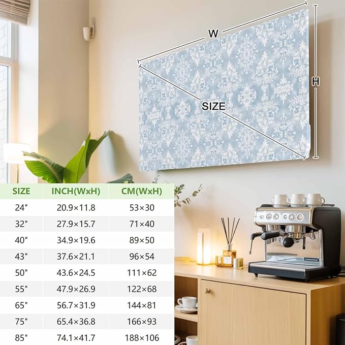 Retro Mid Century Flower Texture Indoor TV Cover, Elastic TV Screen Protector - Image 4