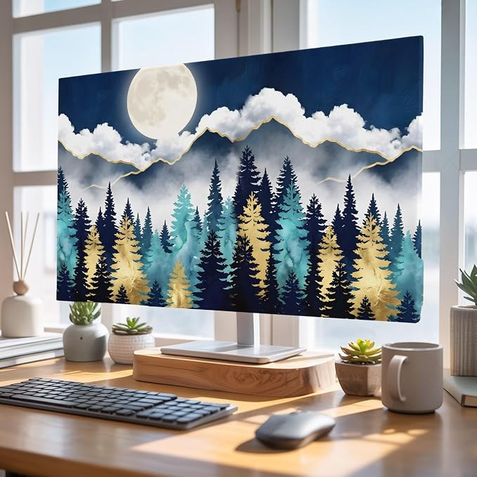 Moonlit Night Forest Mountains Indoor TV Cover, Elastic TV Screen Protector - Image 4