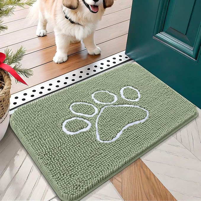 OLANLY Dog Door Mat for Muddy Paws 24x16, Paw Print Design, Absorbs Moisture by OLANLY