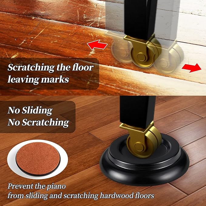Piano Caster Cups Leg Floor Protectors WOGOD Upright Piano Caster Cups Felt - Image 4