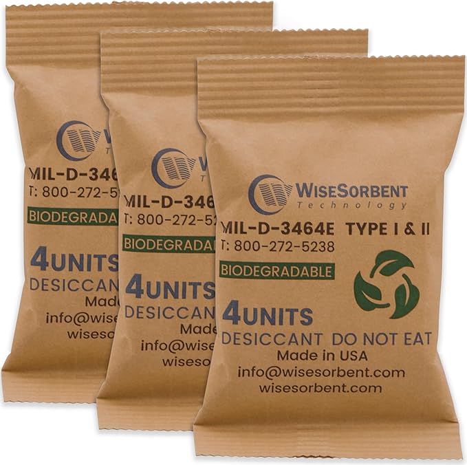3 x 132g Kraft Clay Desiccant Packs – Food Safe Bentonite Clay, Silica Gel by Wisesorb