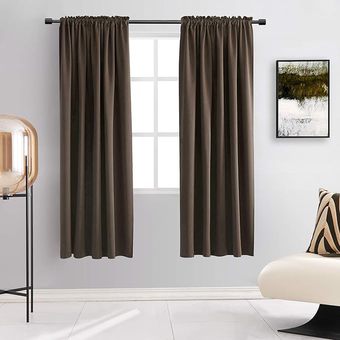 DONREN Chocolate Brown Blackout Curtains Panels by DONREN