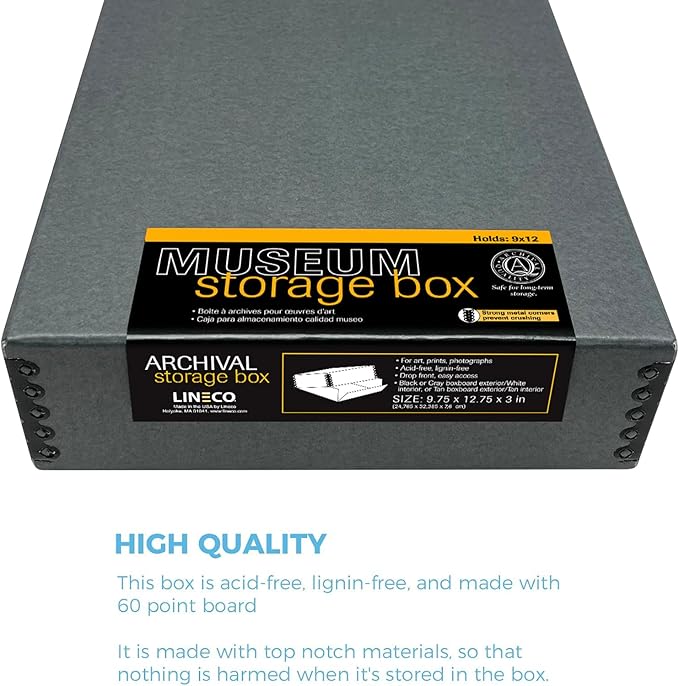 Lineco Museum Archival Storage Box, 9.75x12.75x3 in. Drop Front Design. - Image 6
