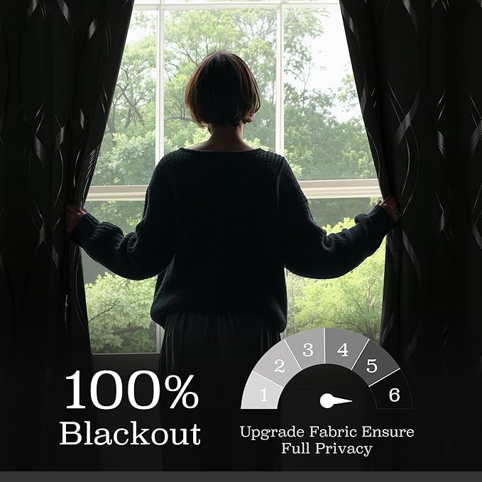 NICETOWN 100% Blackout Greyish Green Blackout Curtain Panels - Image 2