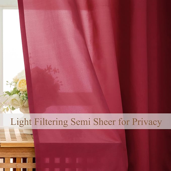 L.Z.E Burgundy Light Filtering Curtains - Image 3
