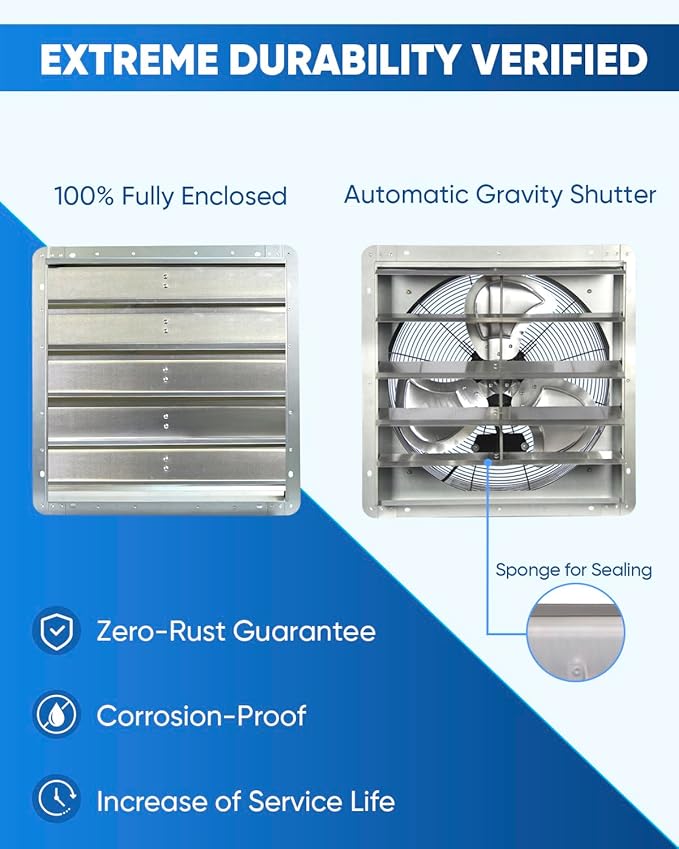 KEN BROWN 20 Inch Shutter Exhaust Fan - Image 6
