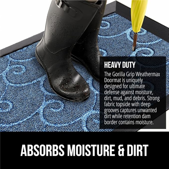 GORILLA GRIP 100% Waterproof All-Season WeatherMax Doormat, US Designed Natural - Image 4