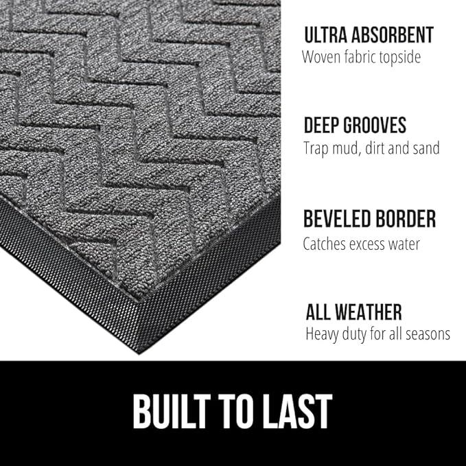 GORILLA GRIP 100% Waterproof All-Season WeatherMax Doormat US Designed Natural - Image 2