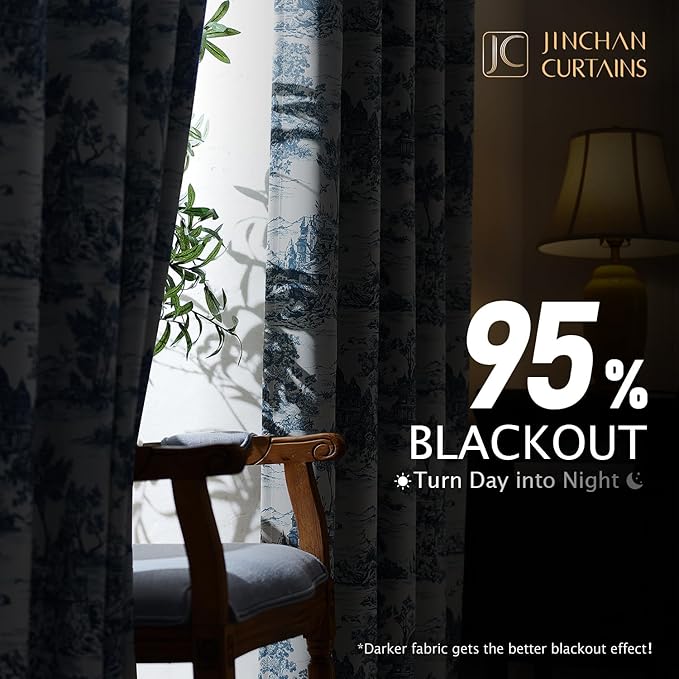 jinchan 95% Blackout Toile Curtains - Image 3