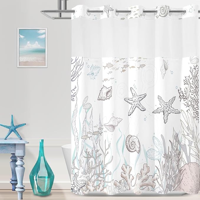 Extra Long No Hook Shower Curtain by TWLSNCD